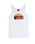 White singlet tank t shirt with graphic design of a silhouette of a kelpie dog with the text Best Mate on the Side of Adventure