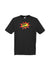 Black Unisex Short Sleeve t shirt with the words Fire and Drive in the middle of a colour blast.