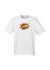 White Unisex Short Sleeve t shirt with the words Fire and Drive in the middle of a colour blast.