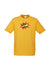 Golden Yellow Unisex Short Sleeve t shirt with the words Fire and Drive in the middle of a colour blast.