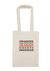 Long Handle Calico Bag, natural colour.  Graphic is stacked words in black, red and green.  The text reads Imagine, repeated 3 times, create, innovate.