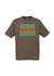 Short Sleeve Khaki T Shirt.  Graphic is stacked words in shades of orange and blue.  The text reads Imagine, repeated 3 times, create, innovate.
