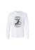 White Long Sleeve T Shirt.  Design is in black.  The graphics are of a silhouette of a kite surfer with the text Wind Riders, Carnarvon Western Australia,