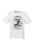 White Short Sleeve T Shirt.  Design is in black.  The graphics are of a silhouette of a kite surfer with the text Wind Riders, Carnarvon Western Australia,