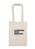 Long Handle Calico Bag. Graphic is stacked words in black The text reads Listening with Empathy.