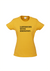 Golden Yellow Fitted Short Sleeve T Shirt. Graphic is stacked words in black. The text reads Listening with Empathy.