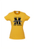 Golden Yellow fitted Short Sleeve T Shirt. Graphic large letter M. The text reads Metacognition, think about your thinking.