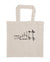 Natural Calico Bag Shopper Style. The design is in white. The graphic is an outline image of a seed growing in stages. The text is nurture by nature.