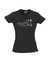 Example of a black fitted women's T Shirts. The design is in white. The graphic is an outline image of a seed growing in stages. The text is nurture by nature.
