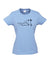 Example of a light blue fitted women's T Shirts. The design is in white. The graphic is an outline image of a seed growing in stages. The text is nurture by nature.