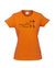 Example of a orange women's fitted T Shirts. The design is in white. The graphic is an outline image of a seed growing in stages. The text is nurture by nature.