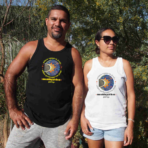 Moon catching up with the Sun - Aboriginal Language - Unisex Singlet Tank t shirt - Solar Eclipse