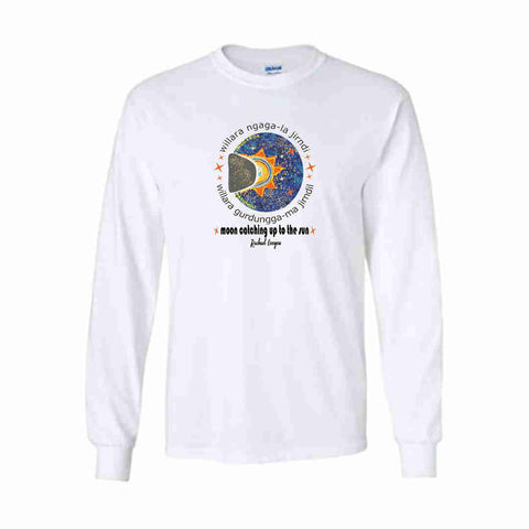 Moon catching up with the Sun - Aboriginal Language - Unisex Long Sleeve t shirt - Solar Eclipse