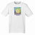 Flatlay white short sleeve t shirts with the graphic design of a Sun Moon Shadows Above Retro Style Solar Eclipse Inspired Yinggarda Carnarvon 6701 short sleeve cotton t shirt.  