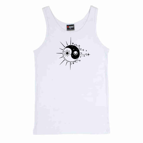 Yin Yang Sun Moon Solar Eclipse Inspired  - Unisex Singlet Tank t shirt