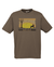 Khaki Short Sleeve T Shirt. Graphic of a yellow sunset with birds, a tree and a dog in silhouette. Test reads Sunshine of My Life, Best Mate