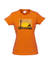 Orange fitted Women's T Shirt.  Graphic of a yellow sunset with birds, a tree and a dog in silhouette. Text reads Sunshine of My Life, Best Mate