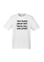 White Short Sleeve T Shirt.  Graphic in black.  Think Flexibly repeated in 4 lines written in all directions..