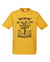 Golden Yellow Short Sleeve T Shirt. Design in black. Graphic of an outline of a tree with the text Trees are Free, Sow Seeds, Nurture by Nature.