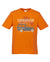 Orange Short Sleeve T Shirt.  Graphic of a Troop Carrier vehicle with Palm Trees.  Text reads Carnarvon, Western Australia Camp Responsibly.