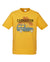 Golden Yellow Short Sleeve T Shirt.  Graphic of a Troop Carrier vehicle with Palm Trees.  Text reads Carnarvon, Western Australia Camp Responsibly.