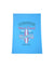 Light Blue tea towel. Design in blue and pink. Surfboard with banner saying Wind Festival. Text reads Carnarvon Western Australia. West Coast. Surf Side. Indian Ocean. 6701. Chasing the wind.