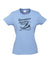 Light Blue fitted short sleeve t-shirt.  Design is in black.  The graphics are of a silhouette of a wind surfer with the text Wind Riders, Carnarvon Western Australia.